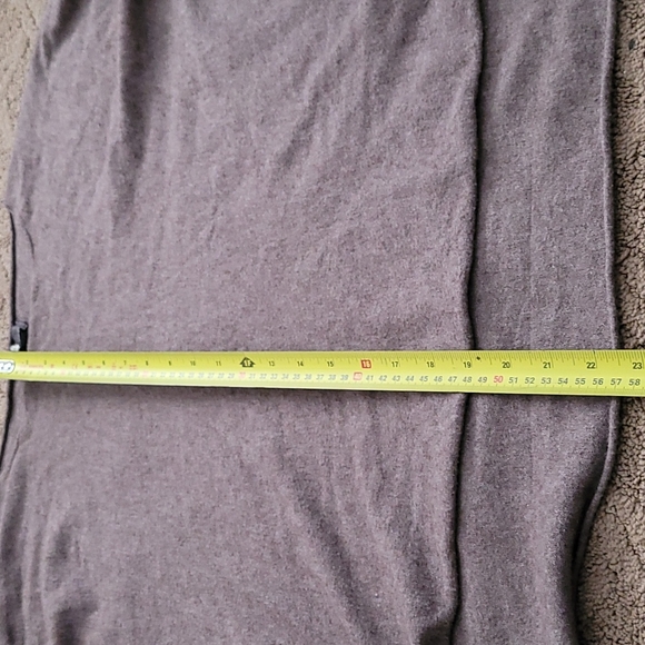 M Made In Italy drape high low top shirt long sleeve grey brown - Picture 6 of 6